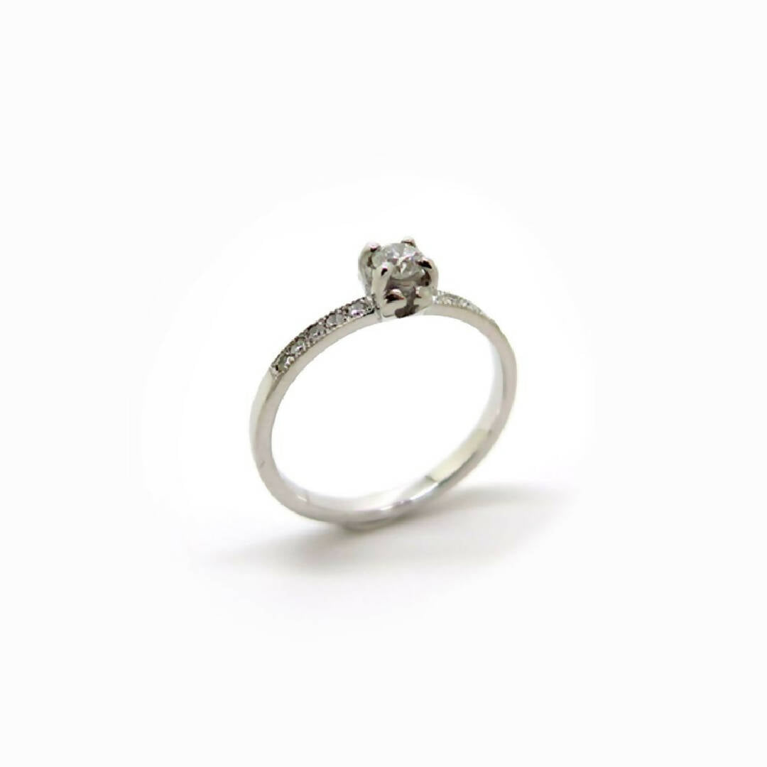 Solitaire fin en or blanc avec diamant | EMPREINTES Paris