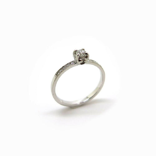Solitaire fin en or blanc avec diamant | EMPREINTES Paris - EMPREINTES Paris