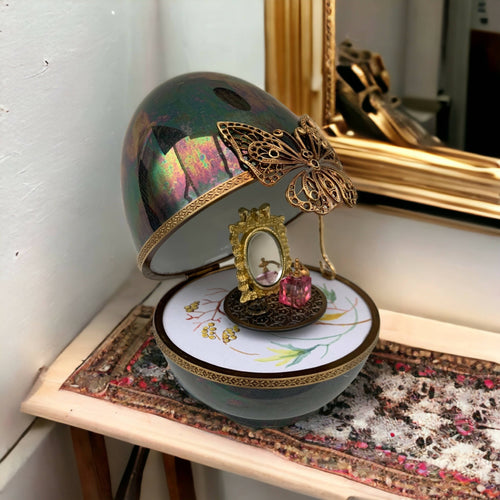 Coffret oeuf musical - cadeau unique patiné argenté | EMPREINTES Paris - EMPREINTES Paris