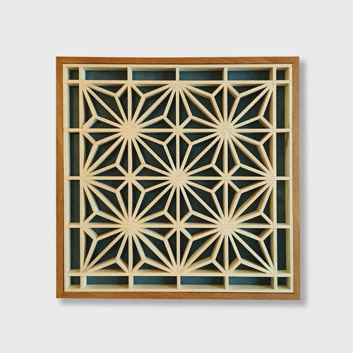 Cadre Kumiko - Asa-No-Ha - Bleu | EMPREINTES Paris - EMPREINTES Paris