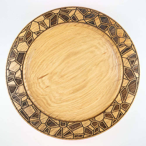 Plat en bois de chêne avec gravures géométriques | EMPREINTES Paris - EMPREINTES Paris