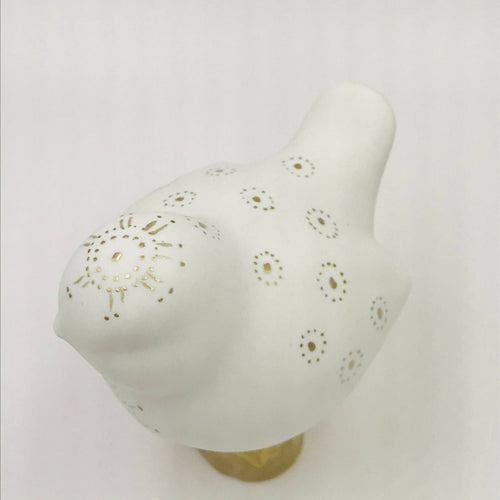 Oiseau porcelaine et Or - Motif petits pois et tête couronnée | EMPREINTES Paris - EMPREINTES Paris
