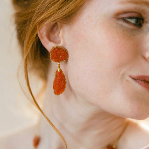 Boucles d'oreilles Sable pendantes rose | EMPREINTES Paris - EMPREINTES Paris