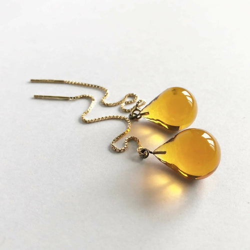 Boucles d'oreilles perles de pluie ambre foncé | EMPREINTES Paris - EMPREINTES Paris