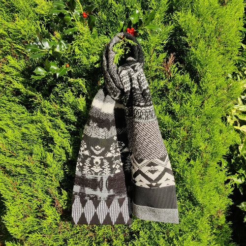 Écharpe hivernale homme- noir ecru | EMPREINTES Paris - EMPREINTES Paris