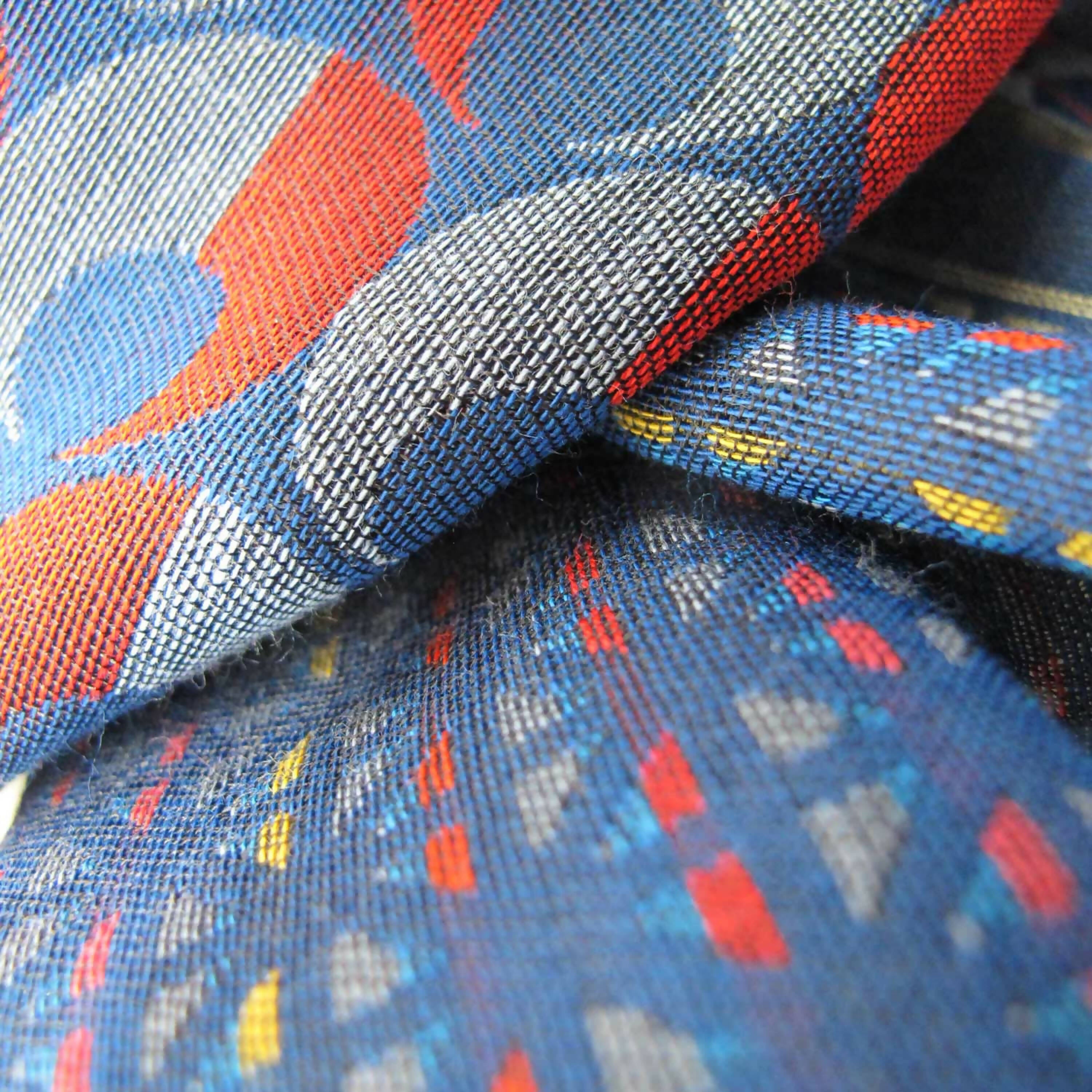 Écharpe midi coton soie multico bleu ocelles tesselles | EMPREINTES Paris | EMPREINTES Paris