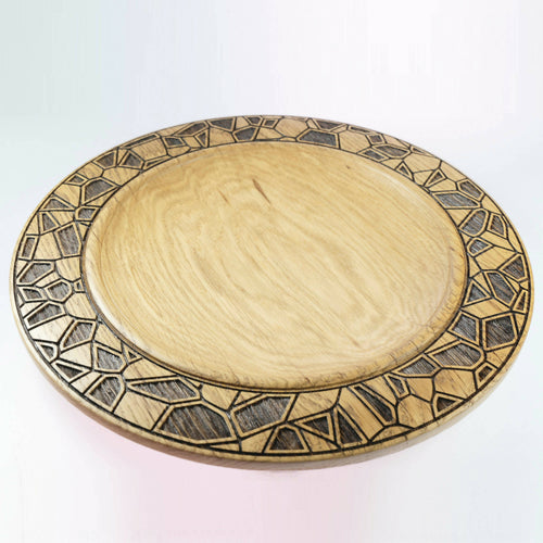 Plat en bois de chêne avec gravures géométriques | EMPREINTES Paris - EMPREINTES Paris