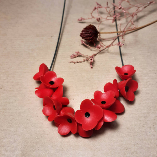 Collier Camélia complet rouge et noir | EMPREINTES Paris - EMPREINTES Paris