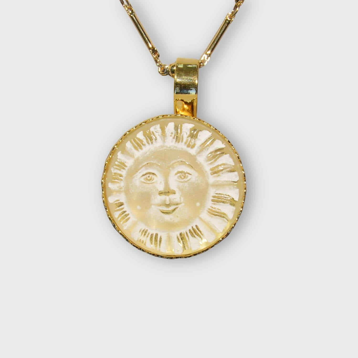 Pendentif moyen soleil Blanc | EMPREINTES Paris