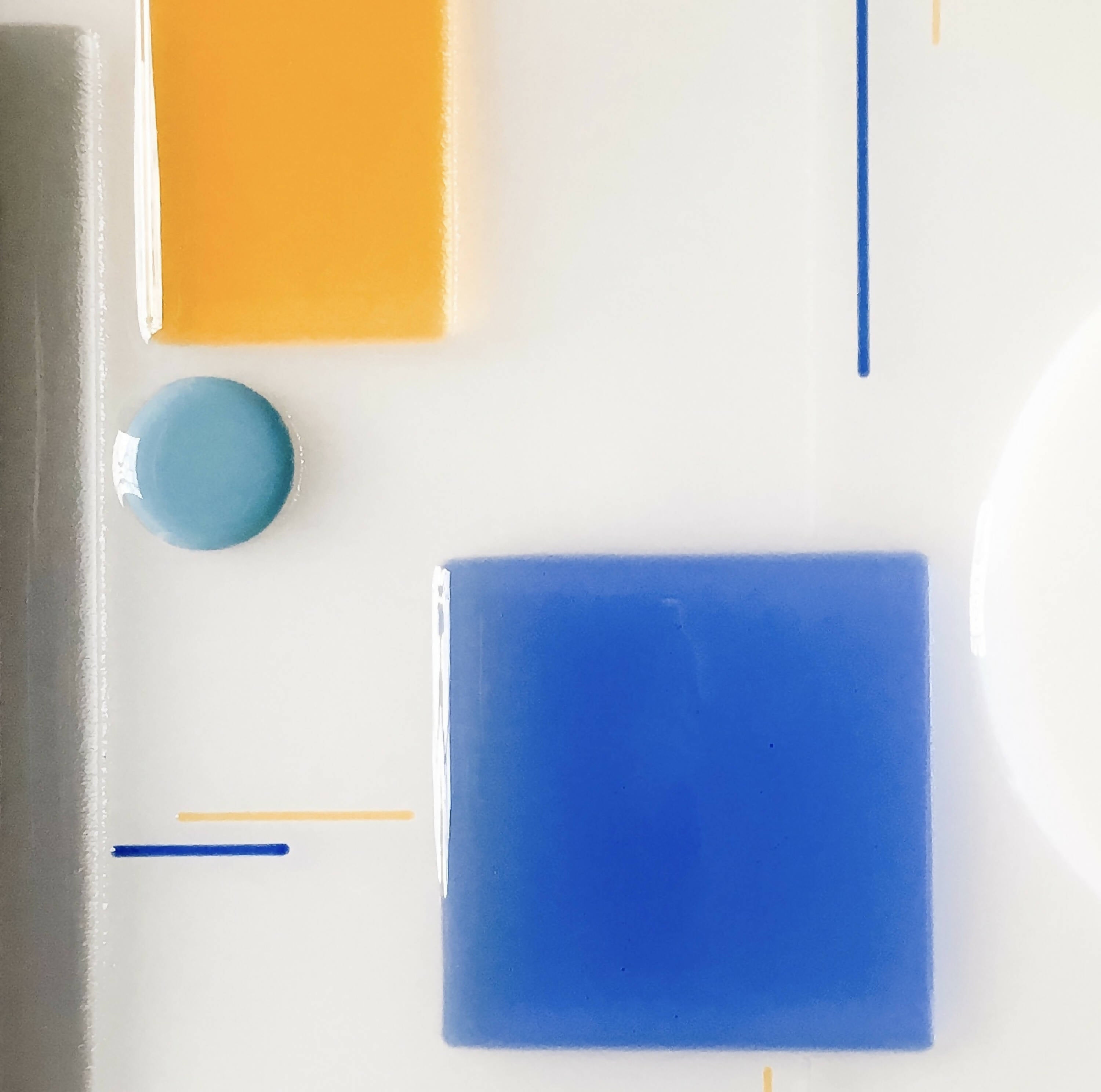 Applique carrée - Carré bleu et rectangle jaune | EMPREINTES Paris | EMPREINTES Paris