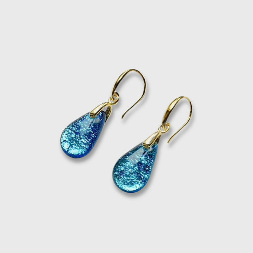 Boucles d'oreilles Perle dichroïque cyan | EMPREINTES Paris - EMPREINTES Paris