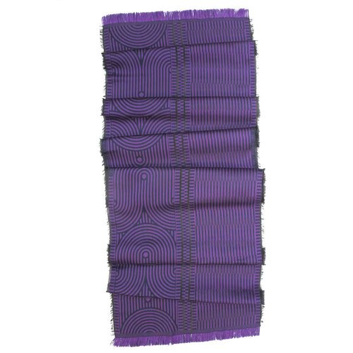 Écharpe midi laine soie supersonique mécanique marine aubergine | EMPREINTES Paris - EMPREINTES Paris