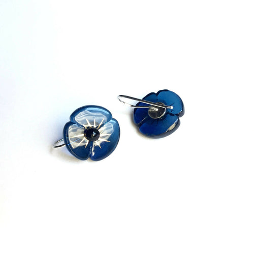 Boucles d'oreilles COQUELICOT bleu acier | EMPREINTES Paris - EMPREINTES Paris