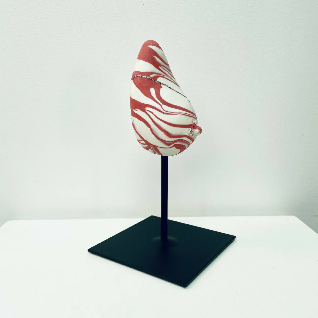Sculpture sein porcelaine blanche et rose + liseré argent | EMPREINTES Paris
