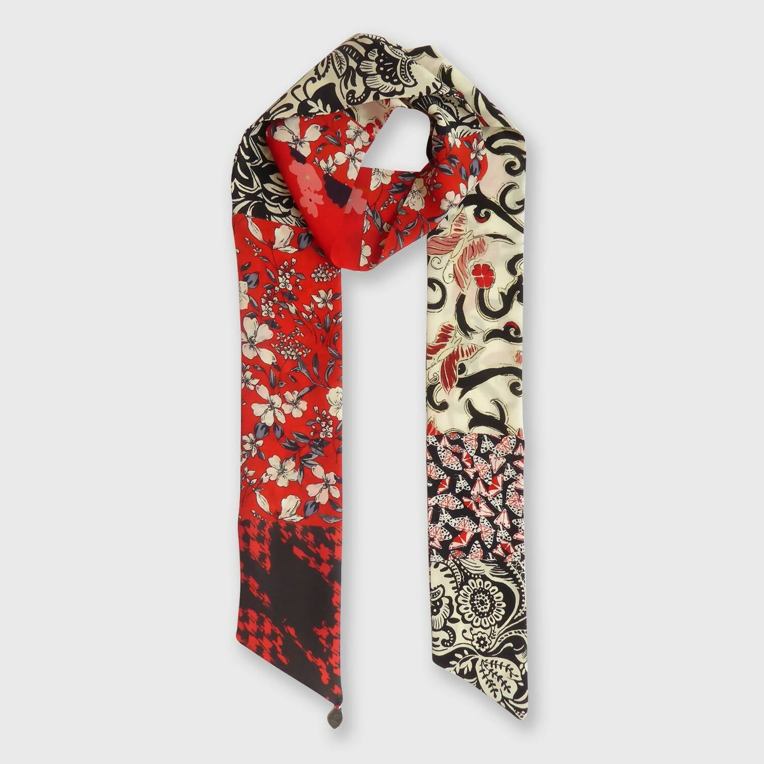 Bandeau soie floral rouge noir | EMPREINTES Paris