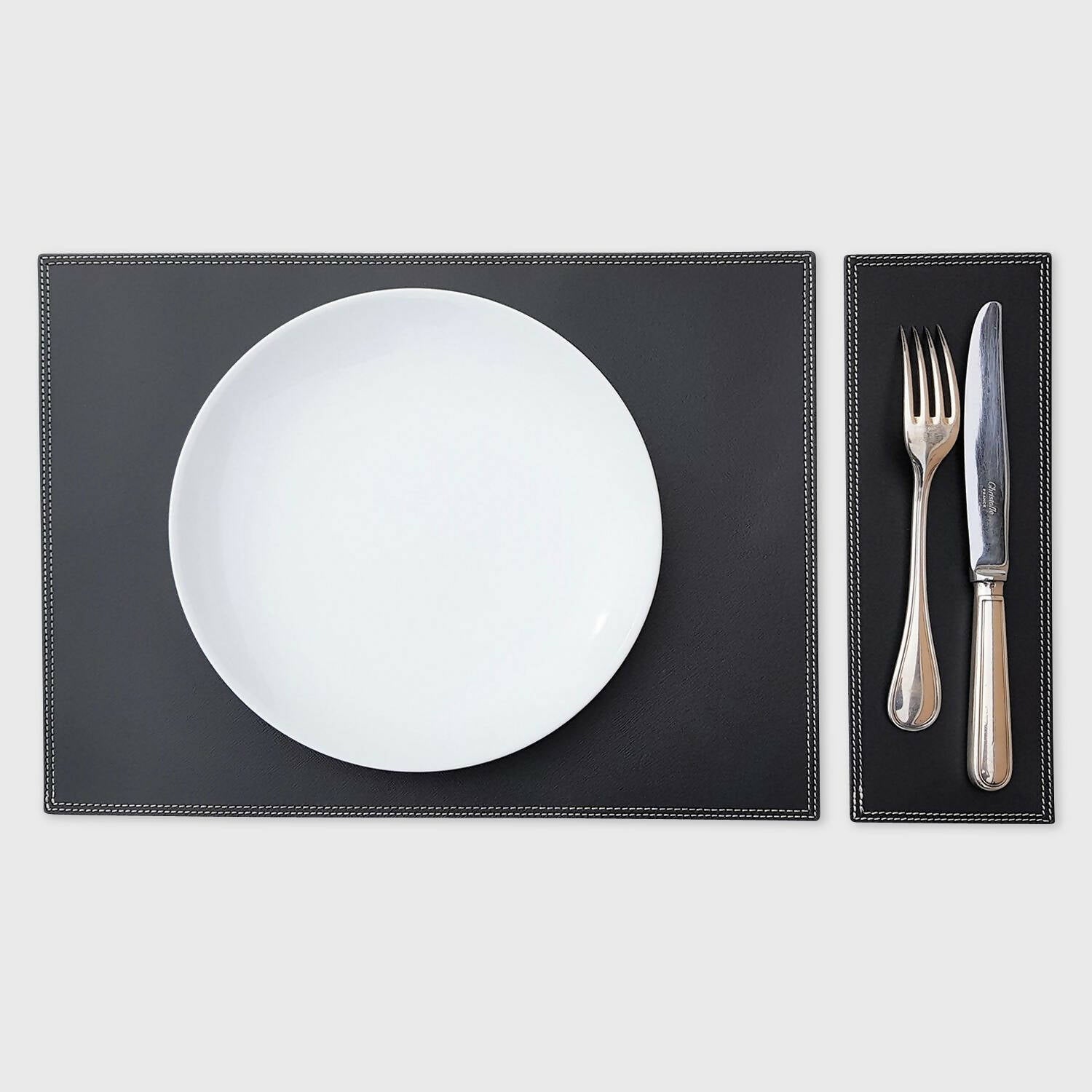 Set de table Grimaud en cuir Ebène | EMPREINTES Paris