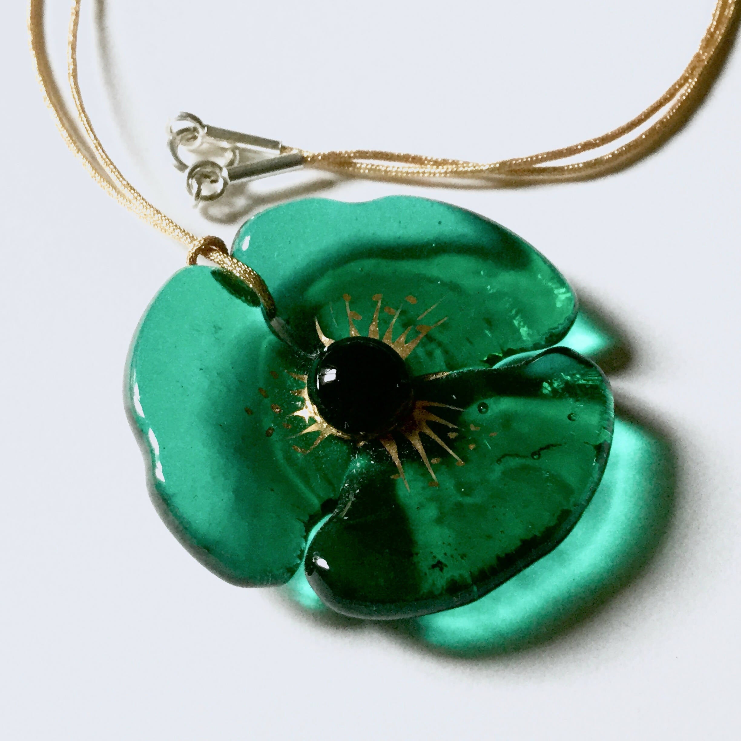 Pendentif COQUELICOT vert émeraude | EMPREINTES Paris