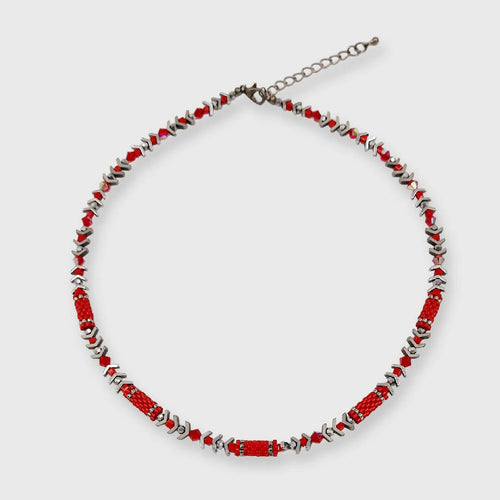 Collier collection Pagode rouge et argenté | EMPREINTES Paris - EMPREINTES Paris