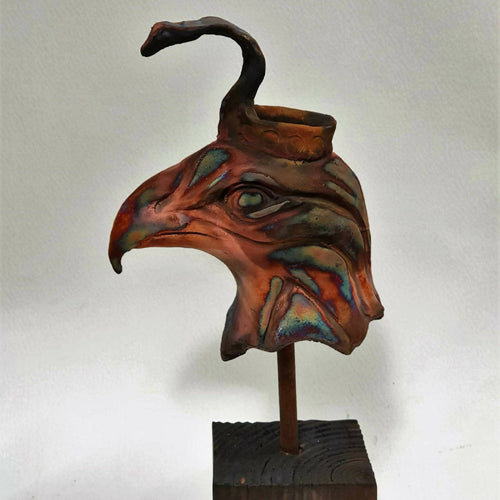 Sculpture Horus dieu Egyptien en raku cuivre mat | EMPREINTES Paris - EMPREINTES Paris