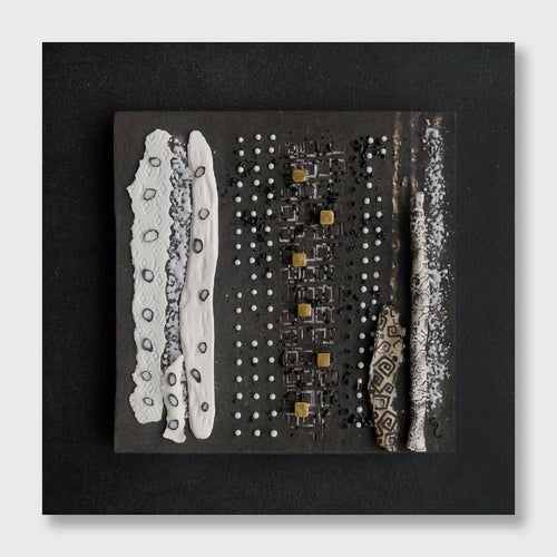 Bas relief tableau papier grés noir et porcelaine + or collection écorce | EMPREINTES Paris - EMPREINTES Paris