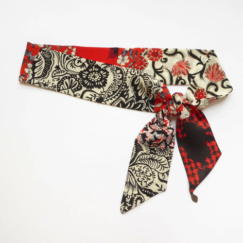 Bandeau soie floral rouge noir | EMPREINTES Paris - EMPREINTES Paris