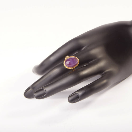 Bague GLAIA plaqué or avec une améthyste. | EMPREINTES Paris - EMPREINTES Paris