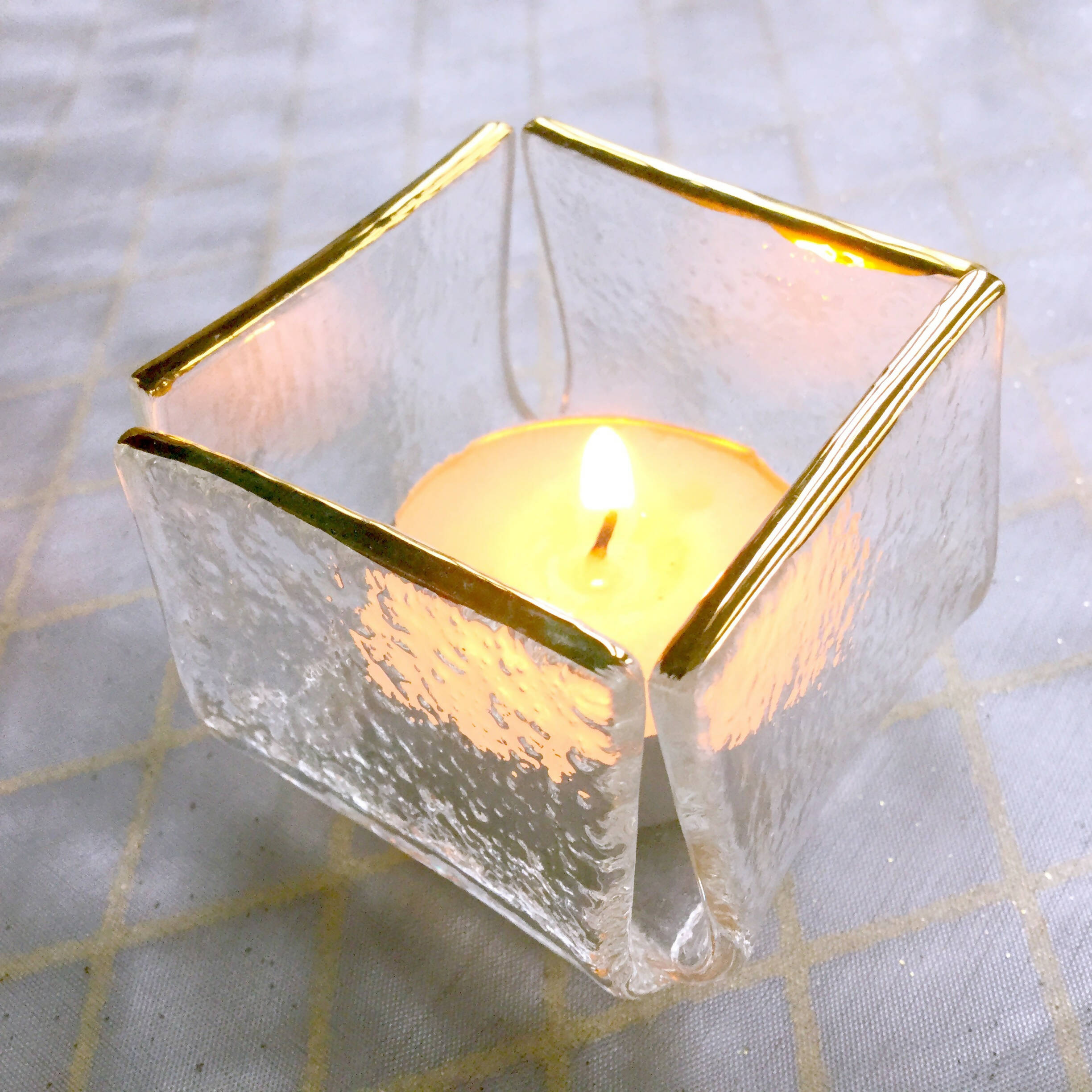 Coffret 4 Bougeoirs GLAÇON liseré or | EMPREINTES Paris