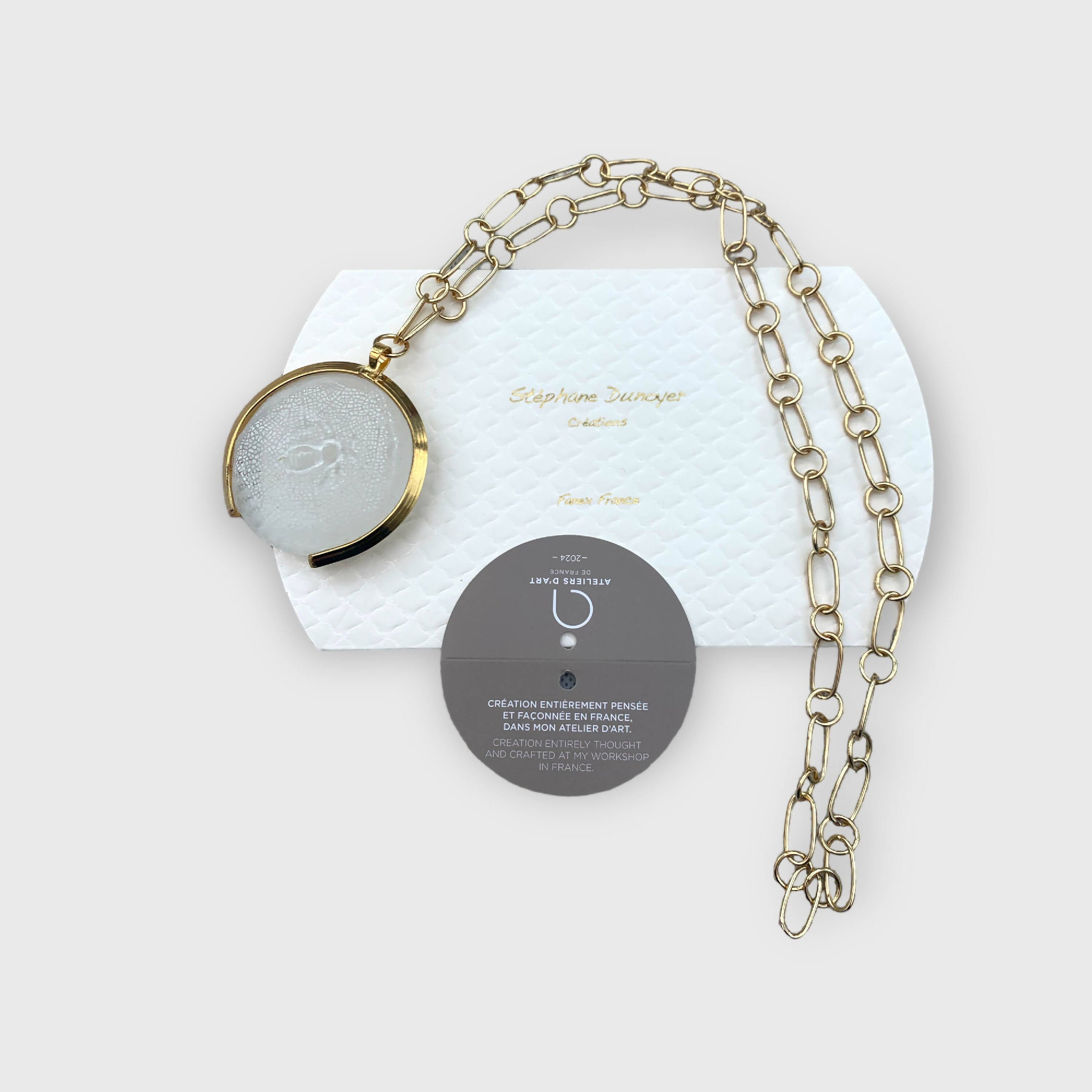 alsacienne, sautoir, reproction musée, bijou symbolique, ethnique, romantique, chic bohème, amoureux, collier pour femme, art déco, art nouveau, idées cadeaux pour elle, saint Valentin, piece unique, bijoux doré, tour de cou, pate de verre, cristal | EMPREINTES Paris