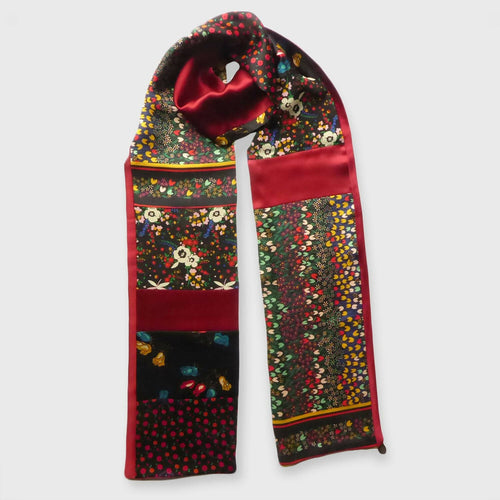 Écharpe soie floral rouge et noir | EMPREINTES Paris - EMPREINTES Paris