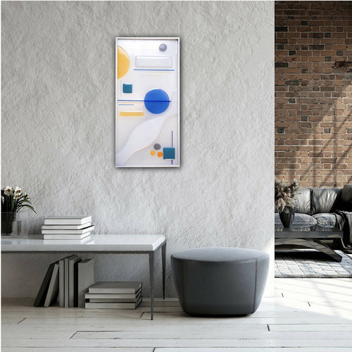 Applique rectangulaire - Rond bleu, ondulation blanche | EMPREINTES Paris - EMPREINTES Paris