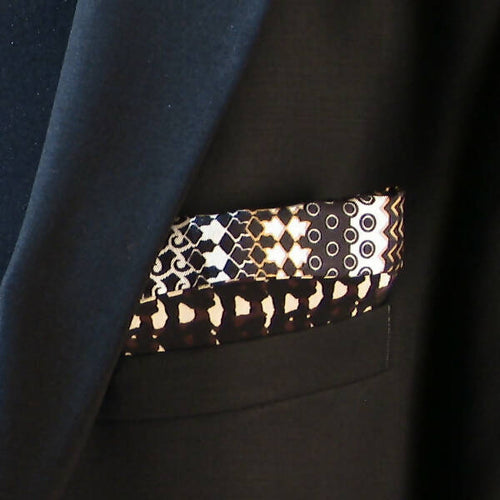 Pochette soie homme- graphique noir | EMPREINTES Paris - EMPREINTES Paris