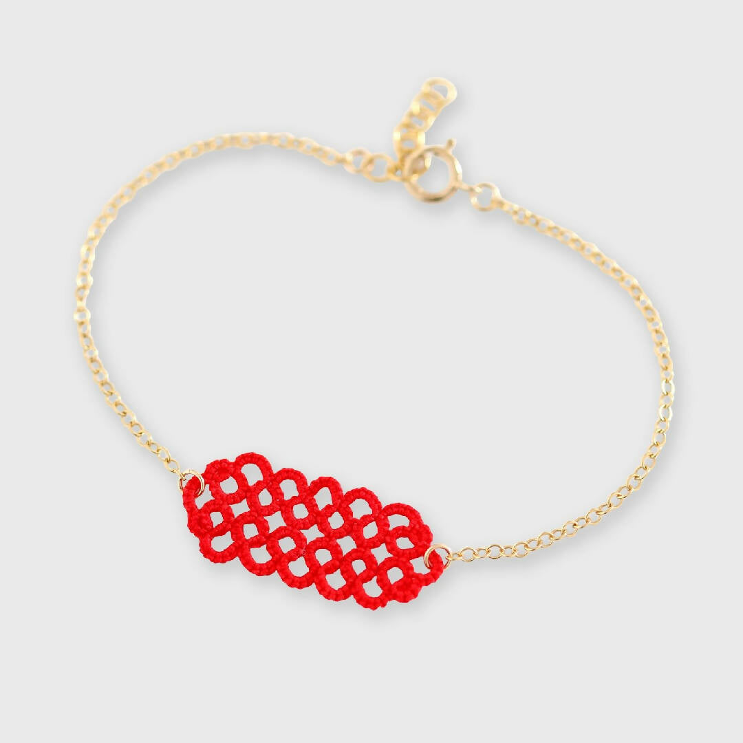Bracelet Moucharabieh dentelle rouge coquelicot | EMPREINTES Paris | EMPREINTES Paris