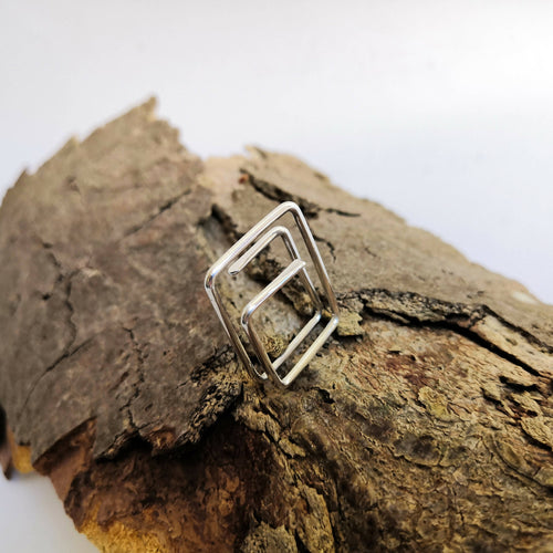 Bague A deux pas carré Argent | EMPREINTES Paris - EMPREINTES Paris