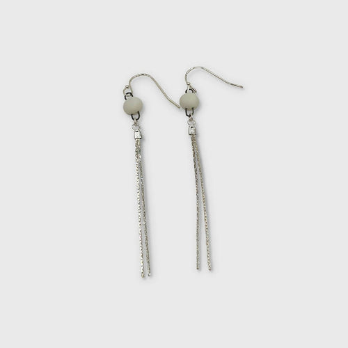 Boucles Oreilles rond blanc et chaine argent | EMPREINTES Paris - EMPREINTES Paris