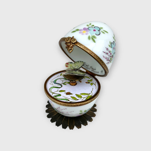 Oeuf musical floral blanc papillon blanc | EMPREINTES Paris - EMPREINTES Paris