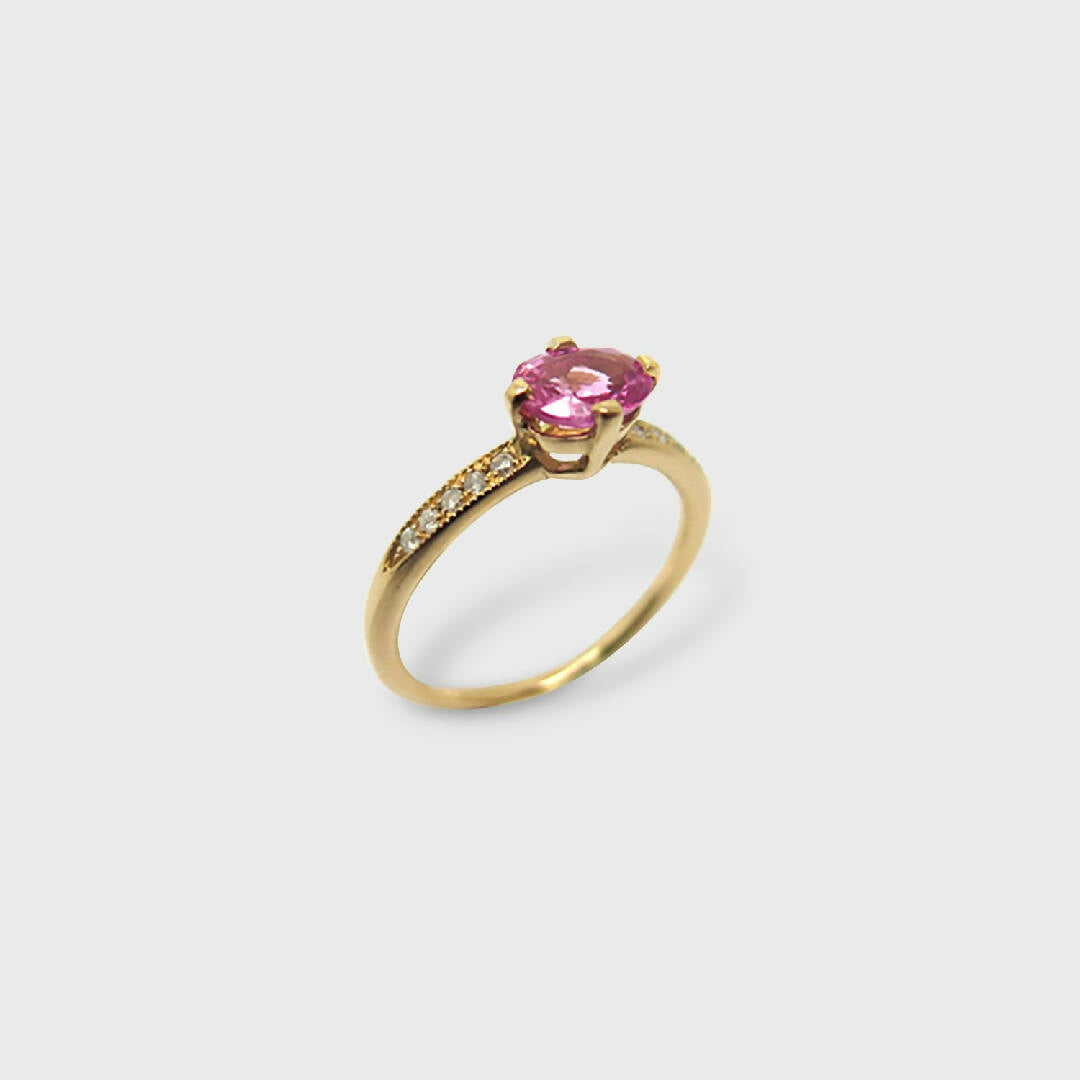 Solitaire en Saphir rose | EMPREINTES Paris
