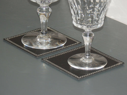 Lot de 6 sous verres en cuir Noir | EMPREINTES Paris - EMPREINTES Paris