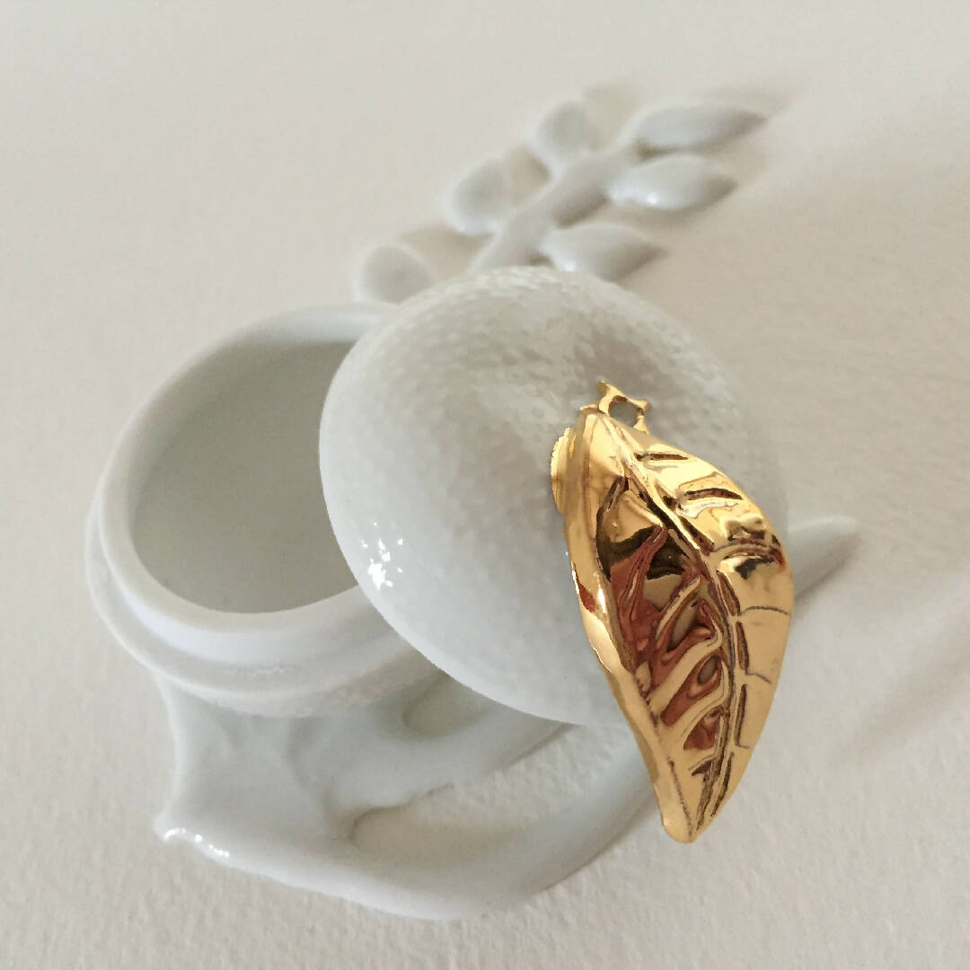 Boite à Bijoux mandarine en porcelaine sur décor floral | EMPREINTES Paris