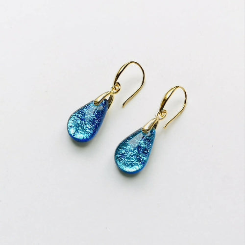 Boucles d'oreilles Perle dichroïque cyan | EMPREINTES Paris - EMPREINTES Paris