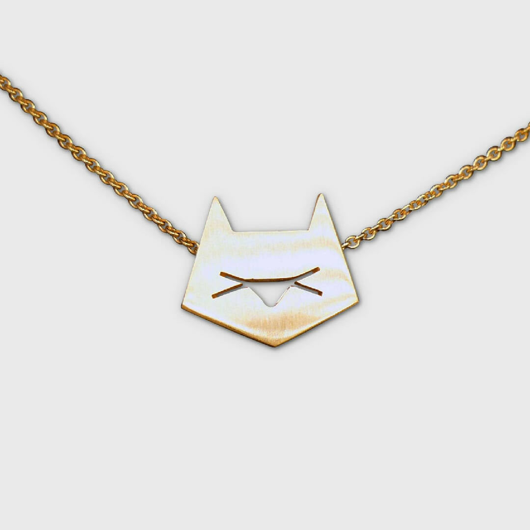 Collier chat graphique doré | EMPREINTES Paris