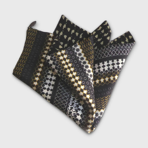 Pochette soie homme- graphique noir | EMPREINTES Paris - EMPREINTES Paris