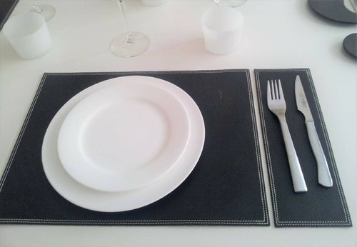 Set de table Grimaud en cuir Ebène | EMPREINTES Paris - EMPREINTES Paris