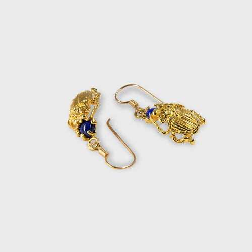 Boucles d’oreilles Scarabée lapis plaqué or | EMPREINTES Paris - EMPREINTES Paris