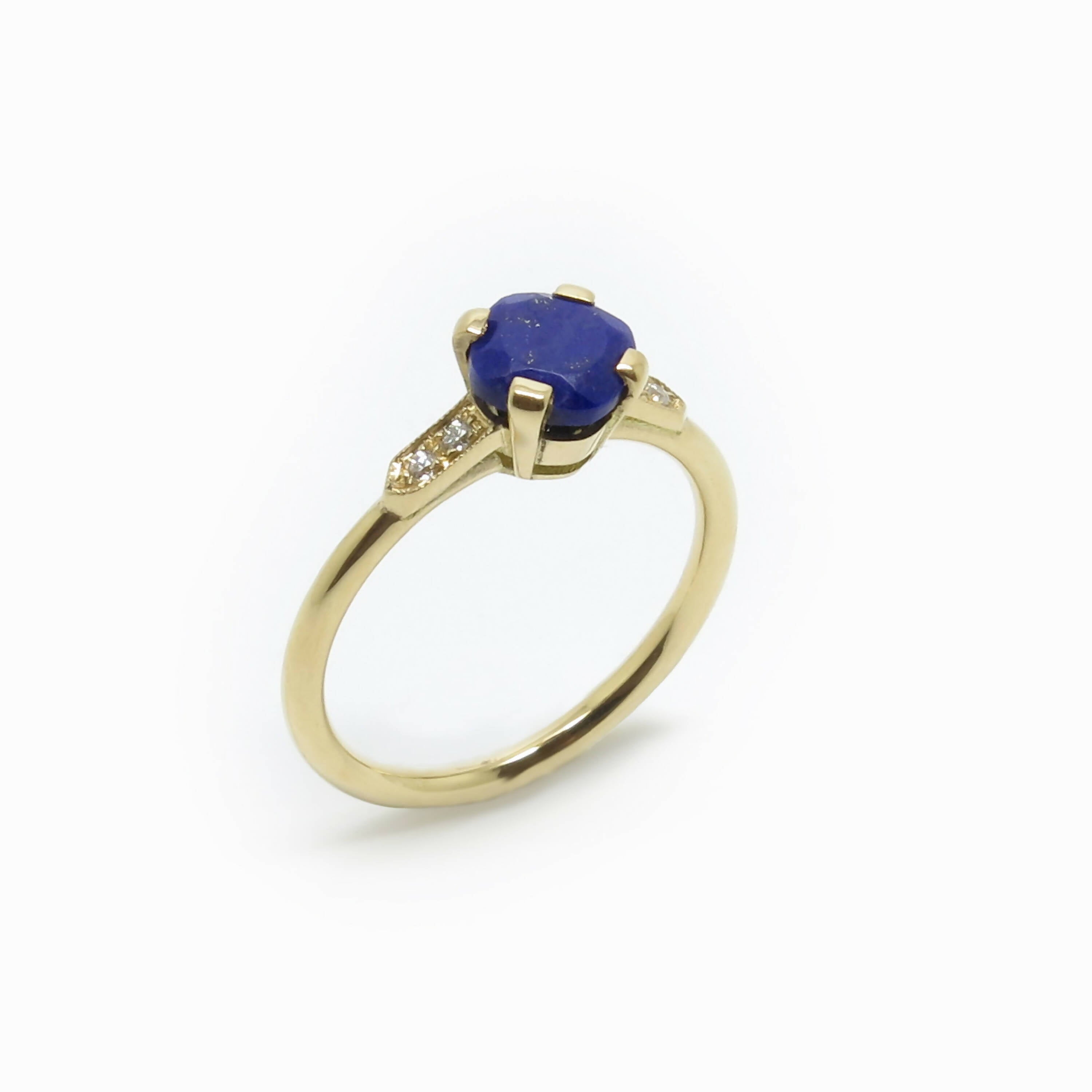 Solitaire coussin Lapis lazuli et Diamants | EMPREINTES Paris | EMPREINTES Paris