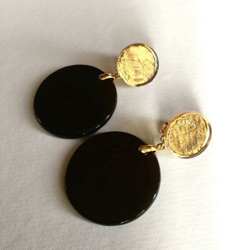 Boucles d'oreilles POP noir-doré | EMPREINTES Paris - EMPREINTES Paris