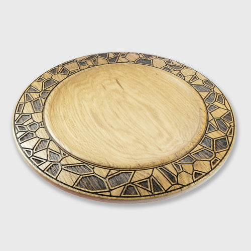 Plat en bois de chêne avec gravures géométriques | EMPREINTES Paris - EMPREINTES Paris