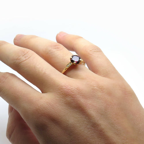 Solitaire coussin Grenat et Diamants | EMPREINTES Paris - EMPREINTES Paris