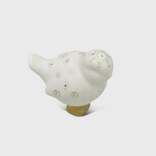 Oiseau porcelaine et Or - Motif petits pois et tête couronnée | EMPREINTES Paris - EMPREINTES Paris