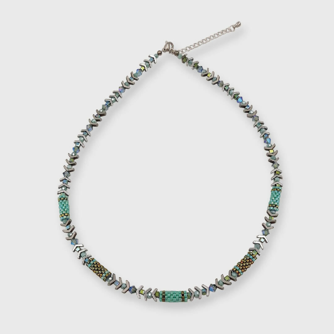 Collier collection Pagode vert et argenté | EMPREINTES Paris