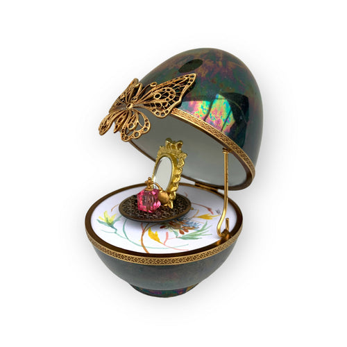 Coffret oeuf musical - cadeau unique patiné argenté | EMPREINTES Paris - EMPREINTES Paris